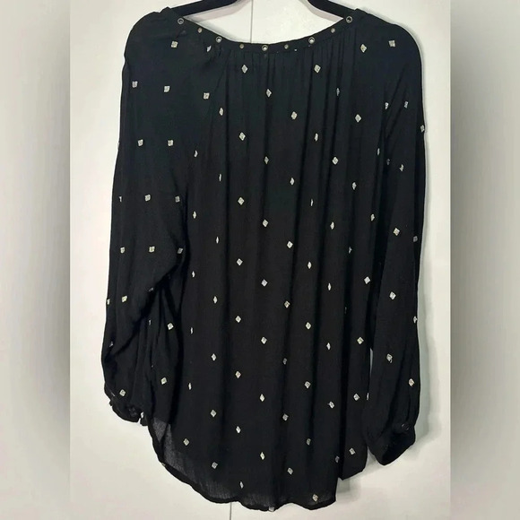 Amuse Society Boho Black with Gold Embroidered Accents and Grommets Size S - Picture 5 of 5